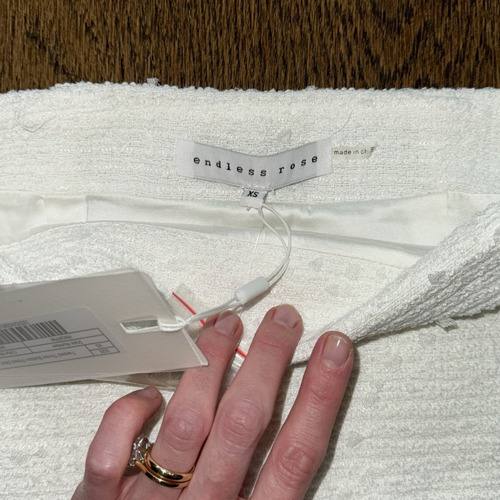 Endless Rose White Tweed Gold Button Mini Skirt - Picture 6 of 8